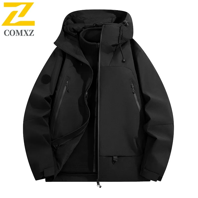 COMXZ Men Autumn New Jacket Premium Hooded Outdoor Adventure Wind Resistant Coat Cozy Stylish Travel Lightweight Jackets