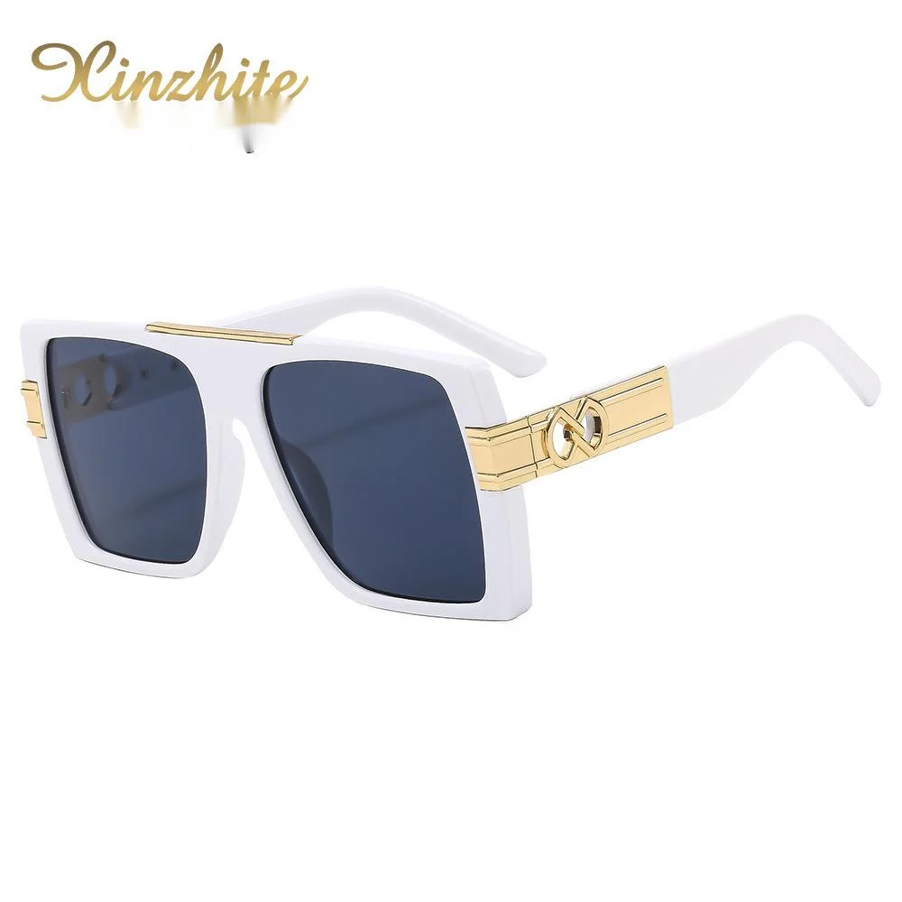 2023 New Hot Selling Personalized Box Flat Top Large Frame Sunglasses Personalized Women's Metal Fashion Sunglasses Trendy Glasses_voghion.com