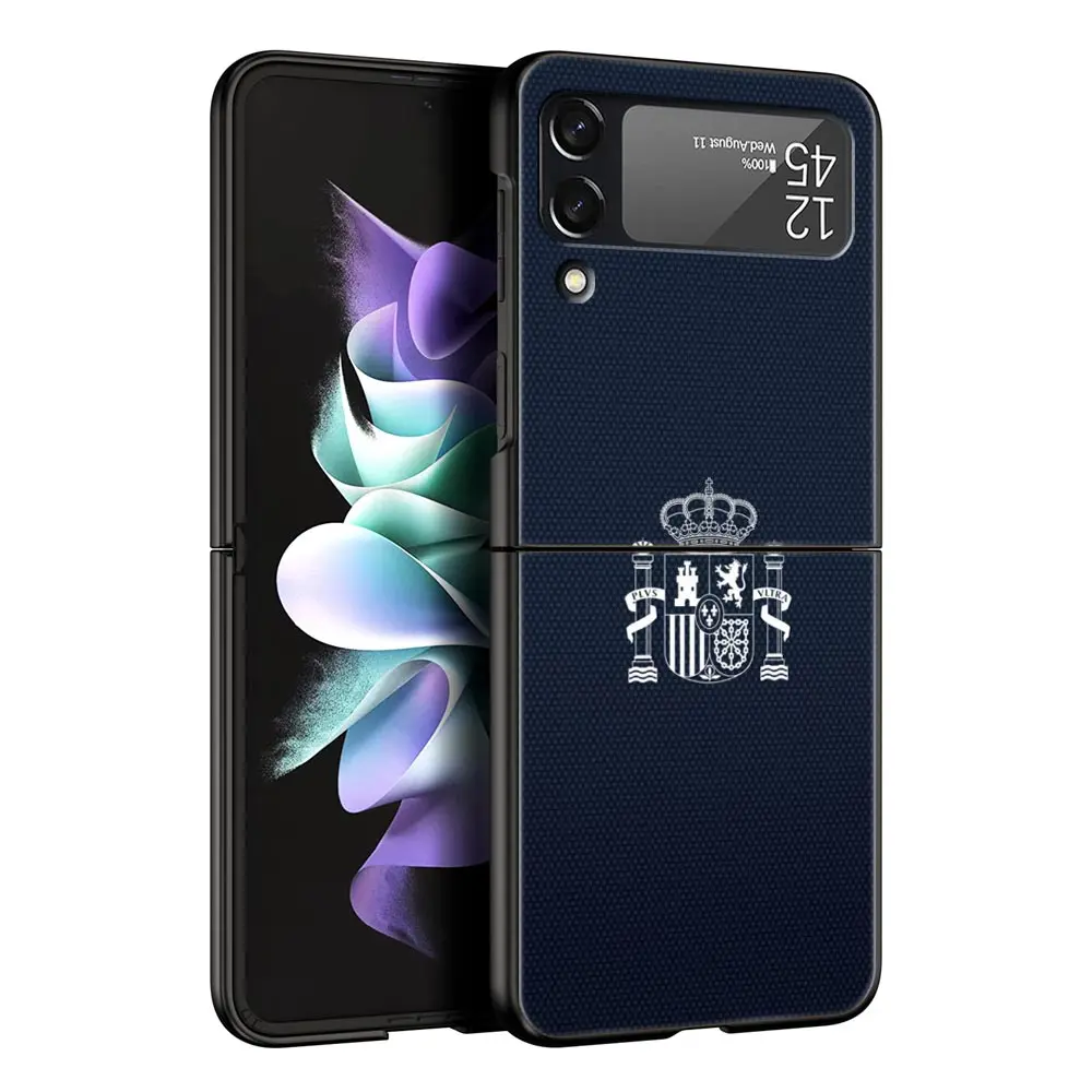 Foldable Spain Flag Hard Shell Phone Case - Sleek Black Design