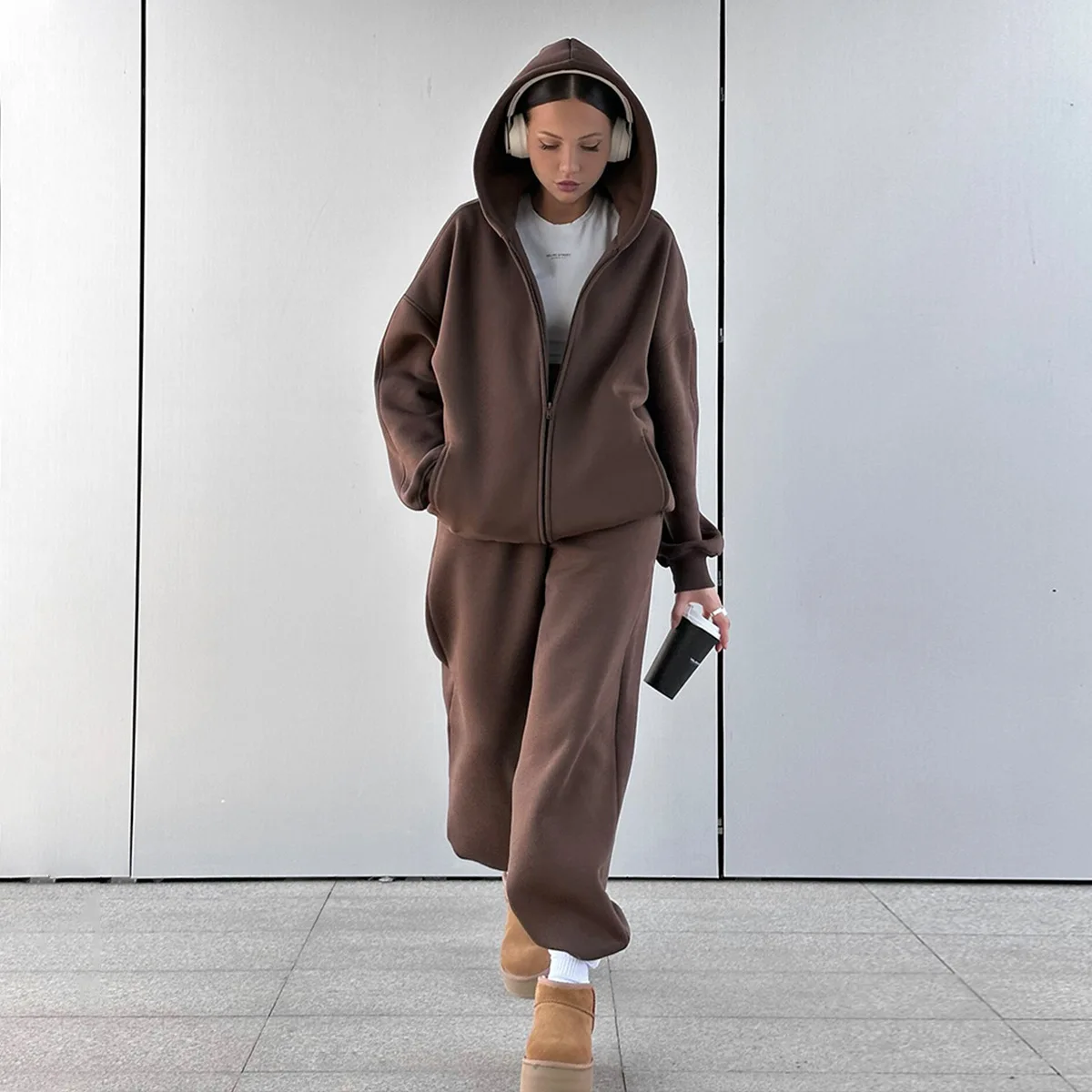 Autumn and Winter Women's Hoodie Pants Suit Fashion Street Style