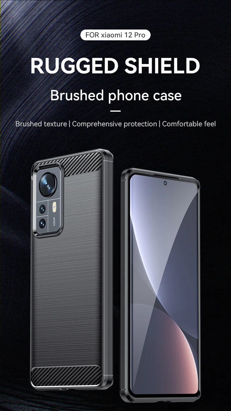 For Xiaomi Mi 12 Pro Case Shockproof Soft TPU Carbon Fiber Brushed Texture Cases For Xiaomi Mi12 Mi 12X 12 Pro Cover