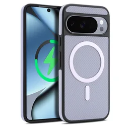 Matte Carbon Fiber Texture Magnetic Case with MagSafe Wireless Charging Compatibility - Google Pixel 10a (PURPLE)