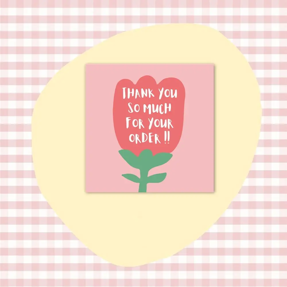Thank You Cards Cartoon Flower Multicolor Gratitude Labels 100PCS Party Supplies DIY Greeting Postcards Home Decorations