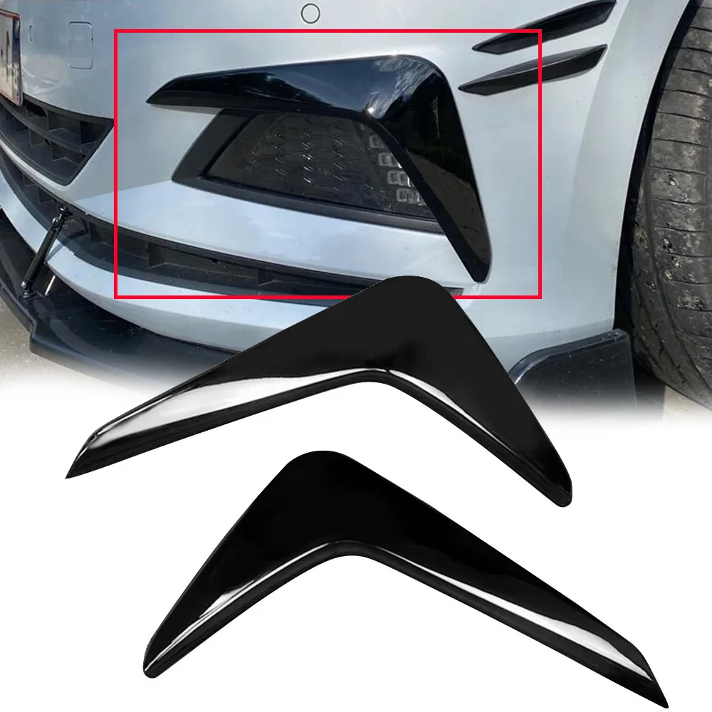 

For VW Volkswagen Polo 2019 - 2023 Front Fog Lights Eyebrow Cover Head Lamps Eyelid Bumper Wind Knife Stripes Grille Trim Cover