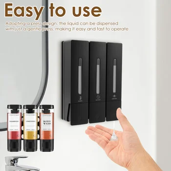 Liquid Soap Dispenser No Drill Wall Mounted Triple Shower Shampoo and Conditioner Dispenser for Home Hotel Bathroom Accessories 1