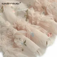 MARYYYIMEI-فستان نسائي شبكي ، مطرز بالزهور ، فطريات شجرة صالحة للأكل ، فساتين ماكسي أنيقة للحفلات ، ربيع ، موضة الصيف ، الكشكشة 1