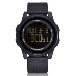 Unisex Waterproof LED Sport Watch - Fashionable Digital Timepiece (Black - Black)