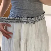 Korean Ins Style Gray Lace Belt for Girls Elegant Waist Chain for Dress Decoration White Color Jacquard Design Styling Belt