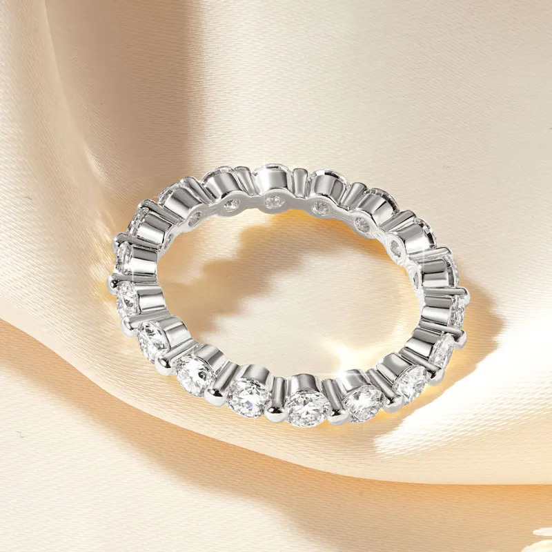 Lnngy Trendy Lab Created Diamond Stapelbarer Verlobungsring für Frauen, zertifizierter VVS1 3 mm Moissanit-Ewigkeitsring, Schmuck, Geschenk – Detail 10