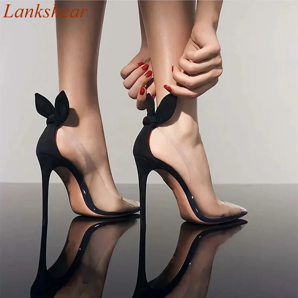 Pointed Toe Shallow Women Pumps Transparent Shallow Stiletto Heels Fashion Casual Sexy Party Solid Women Shoes 2024 New Arrivals