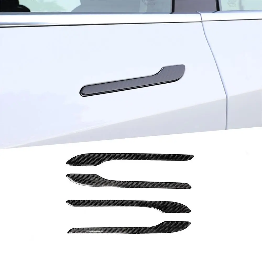 

Carbon Fiber Exterior Trims Car Door Handles Decorative Cover Stickers For Tesla Model 3 2017 - 2019 Car Styling