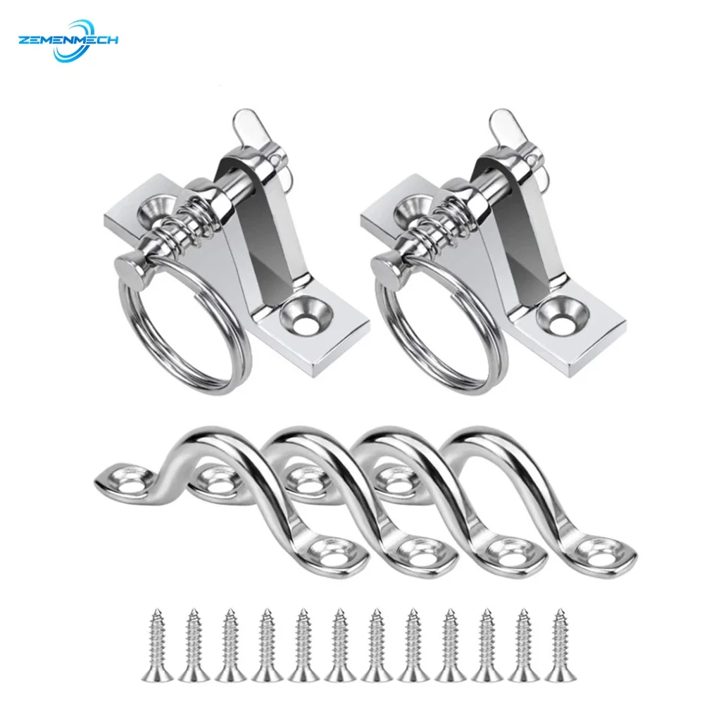 

Marine Hardware 316 Stainless Steel Boat Bimini Tops Sets Deck Hinge And 4 Packs 5mm Pad Eye Straps for Bimini Boat TopYacht