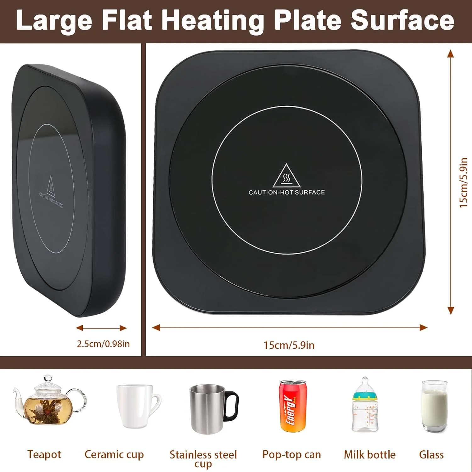 Coffee Cup Warmer for Desk Auto Shut Off & Temperature Settings-Beverage Tea Milk Wax Warmer Plate