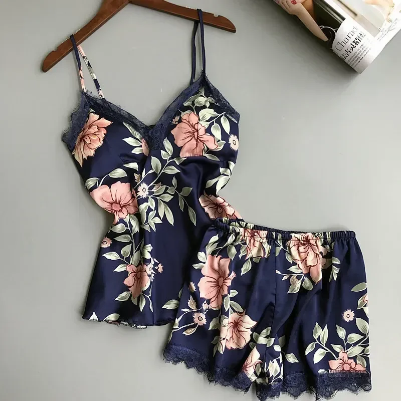 

Shorts And Camisole Sexy Set Printing Sleepwear Casual Women Flower Nightgowns Pajama Summer Pajamas