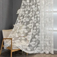 1pc Embossed Leaf High Precision Embroidered Gauze Curtains for Living Room Finished Window Curtains for Bedroom 1