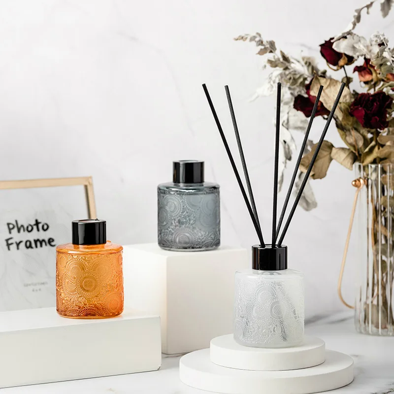 Aromatherapy Glass Bottle, Reed Diffuser Bottle, Color Engraved Perfume Fire-free Rattan, Living Room Decor, 100ml