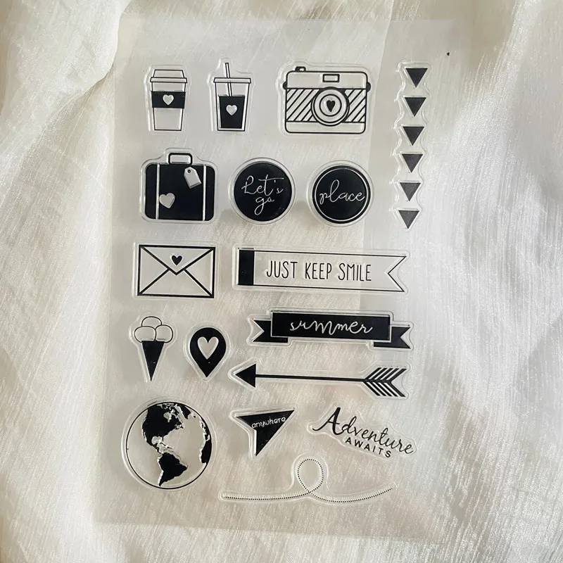 planner camera cup Clear Stamp Transparent Silicone Stamp Seal Sheet For Scrapbooking Photo Album Decoration