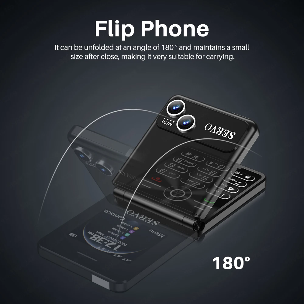 SERVO iP15 Flip 4 SIM Cards Mobile Phone Call Recording Speed Dial  FM Radio MP3 Player 2G GSM 2.4 inch Feature Fold Telephones 3