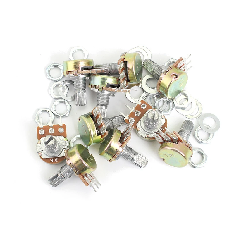 Linear Potentiometer Potentiometer Kit 10PCS WH148 15mm 3pin Linear Potentiometer With Nuts And Washers 1K 2K 5K 10K 20K 50K 100K 250K 1M Potentiometers Kit