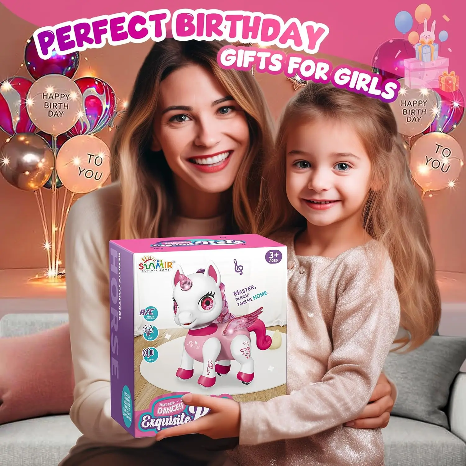 Unicorn Dancing Robot Toys for Girls with LED Horn & Wings,Remote Control,Voice,Rechargeable,Birthday Gifts, Kids and Toddlers 6