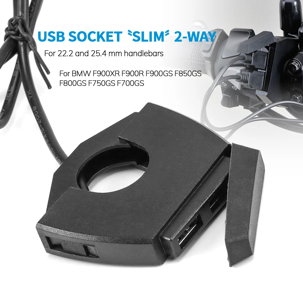 Motorcycle Dual USB Charger Plug Socket Adapter 22-25mm Handlebars For BMW F900XR F900R F900GS ADV F750GS F850GS F800GS F700GS dual usb charger plug socket adapter for motorcycle 22 2 25 4mm handlebars for bmw for yamaha for honda for suzuki accessories