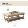 Coffee Table with Tray, Tufted Ottoman with Solid Wood Storage Shelf, Upholstered Large Footrest Ottoman, Living Room Table 2