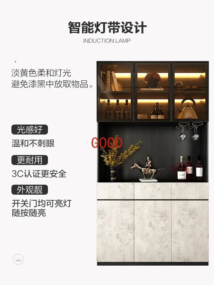 Italian Luxury Glass Wine Cabinet Display Living Room Simple Floor Side Cabinet Home Shelf Rack Vitrine Bar Furniture KMWC