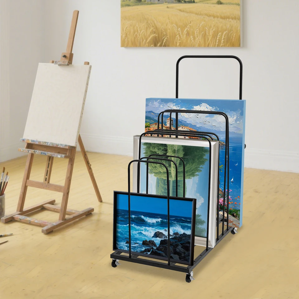Rolling Art Canvas Storage Rack Organizer with Wheels