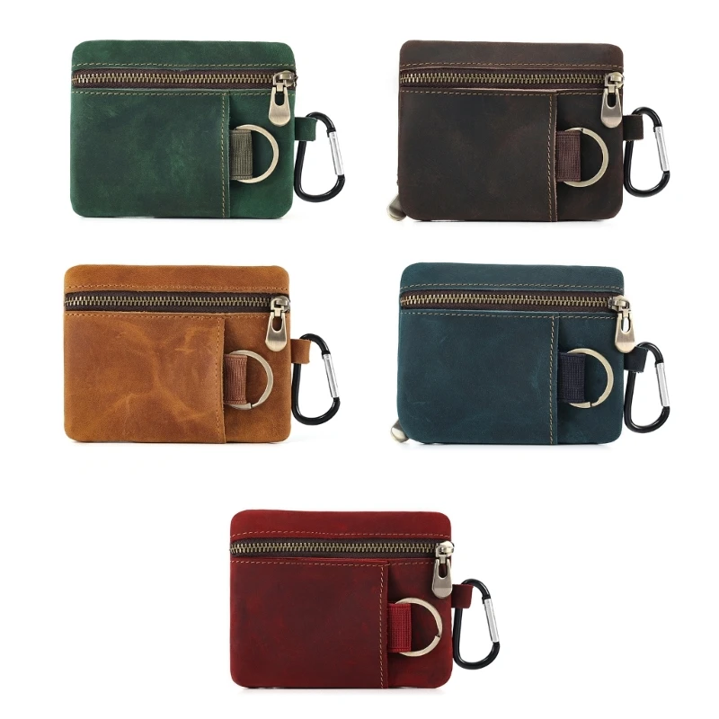 

Vintage Multi-slot Coin Purse Women Men Bank Credit Card Holder Organizer Bag with Keychain Small Change Pouch Pocket Wallet