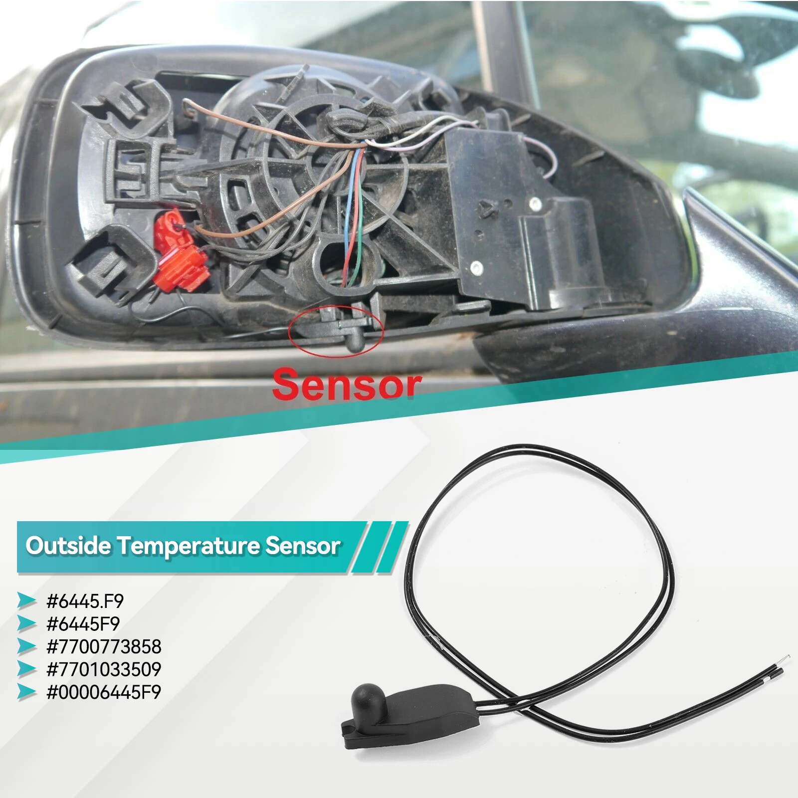 Фото Наружный датчик температуры Ambinet 6445.F9 подходит для Citroen C3 C4 Peugeot 307 308 406 407 607 2008 Renault Fiat 6445F9 №2