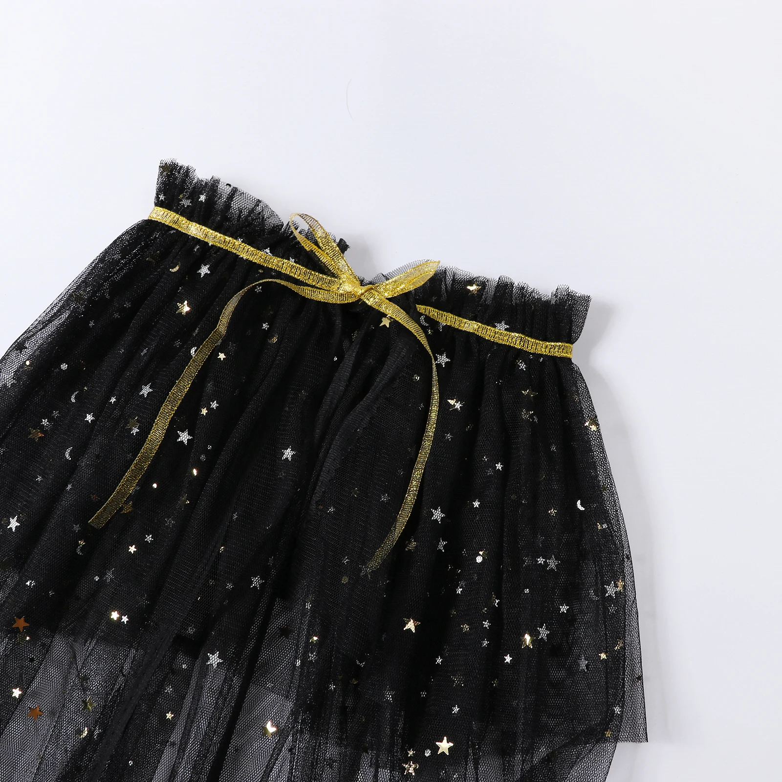 Toddler Baby Girls Sequins Mesh Princess Capes Costumes Stars Moon Round Collar Ponchos Toddler Role-Playing Cosplay Accessories