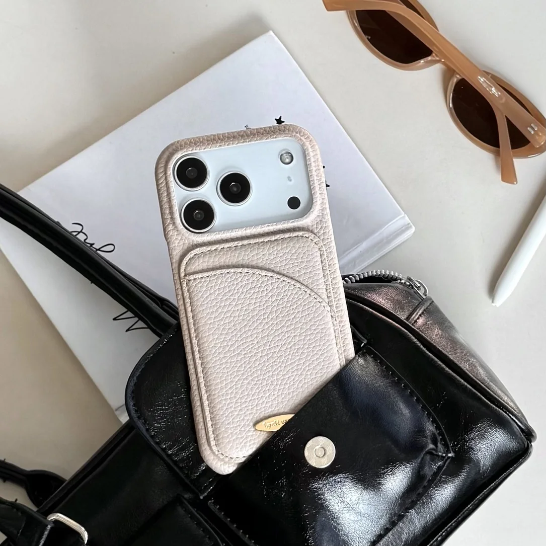 Luxury Elegant Leather Card Slot Wallet Case with Card Holder and Shell Phone Cover