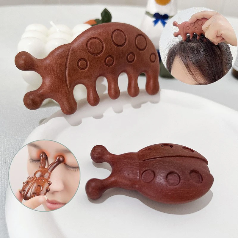 

Beetle Shape Sandalwood Massage Comb With Acupoint Map Thickened Body Meridian Dredge Comb Nose And Eye Acupoint Massage Comb