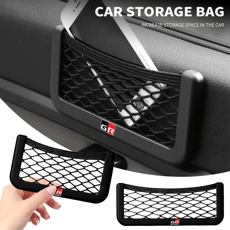 1 Pz Car Mesh Net Bag Car Organizer Seat Back Storage Bag Per Toyota Gr Gazoo Racing Supra Corolla Parts Sport 86 Yaris Grmn