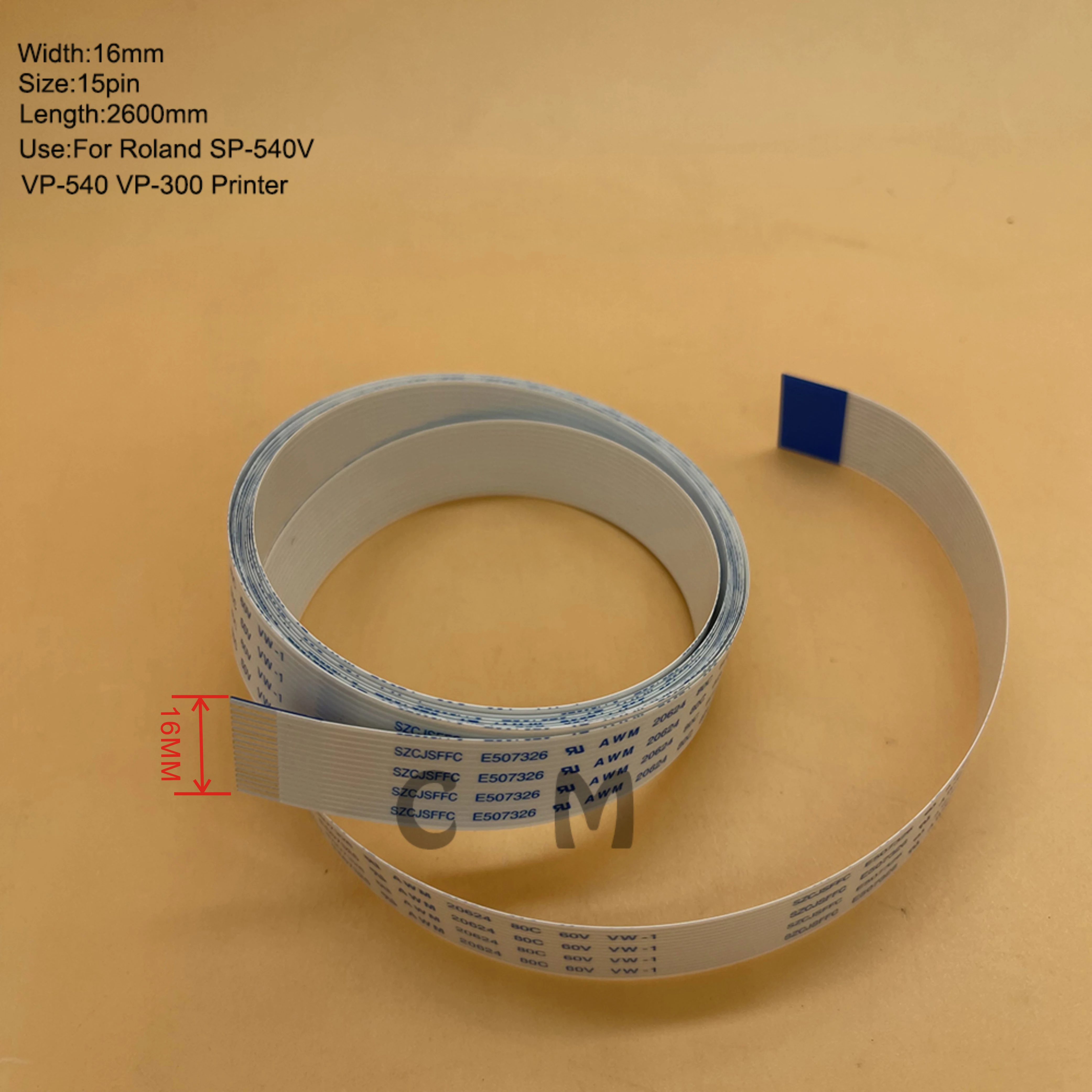 Per Roland Fj-540 Sp-300 Re-640 Scheda Cavo 15Pin 2600Mm 1.6Cm Larghezza Di Roland Sp-540V Vp-540 Vp-300 Cavo Scheda Ffc Cavo Piatto