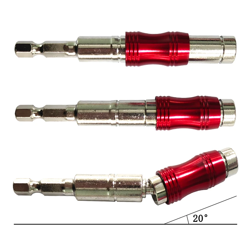 Red Curved Hexagonal Handle Directional Extension Rod Magnetic Screw Drill Tip Universal Adapter Electric Tool Accessories 1PC