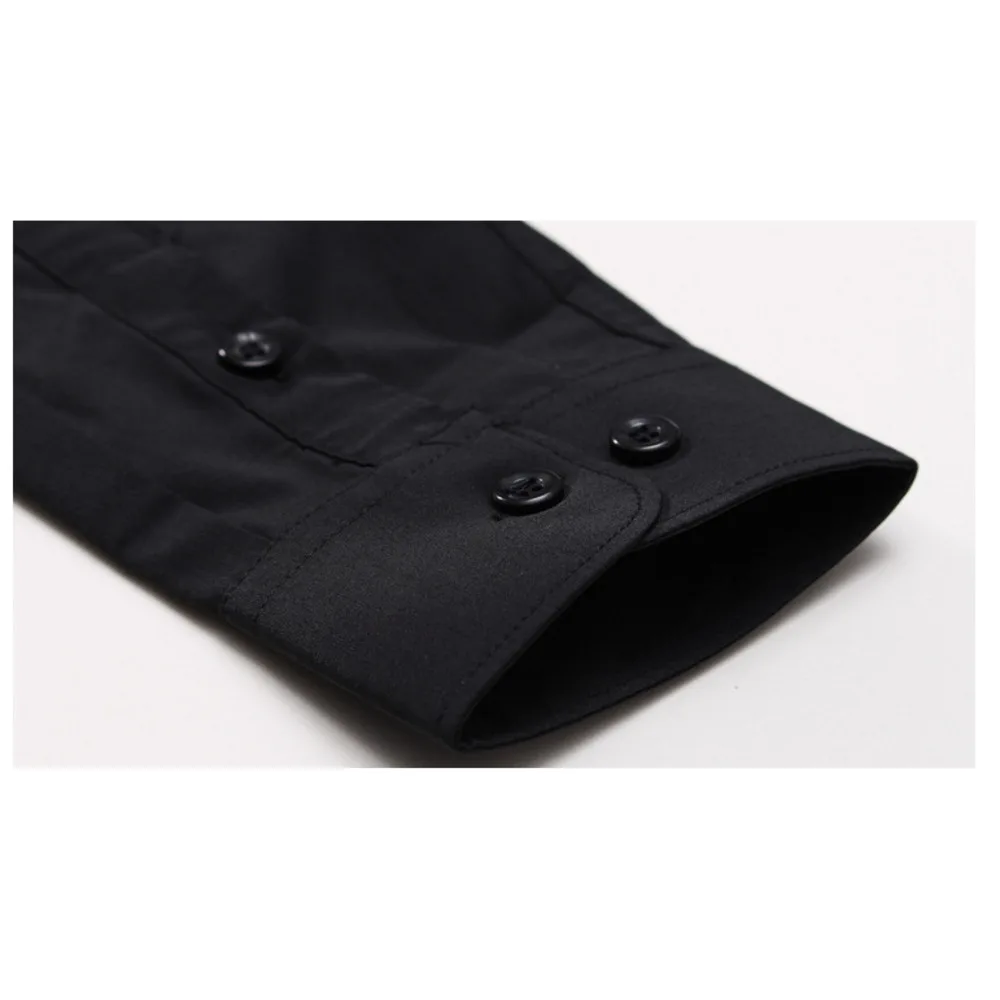 Nuova versione coreana a maniche lunghe slim fi tinta unita non stirabile da lavoro professionale per ragazzi da uomo_voghion.com