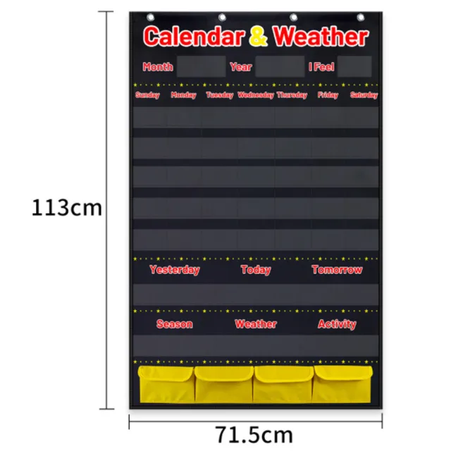 Fabric Calendar Weather Pocket Chart Classroom Homeschool Supplie Montessori Educational Toys For Kids Children 5