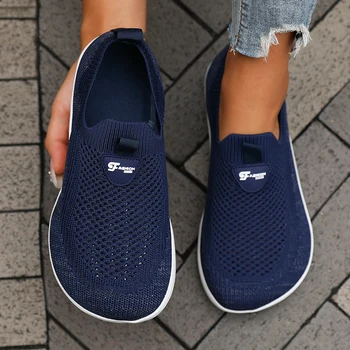 حذاء نسائي مسطح القاع واسع آخر حذاء جديد مريح للتنفس شبكي ناعم للمشي بسيط متعدد الاستخدامات للتنس في الهواء الطلق 3