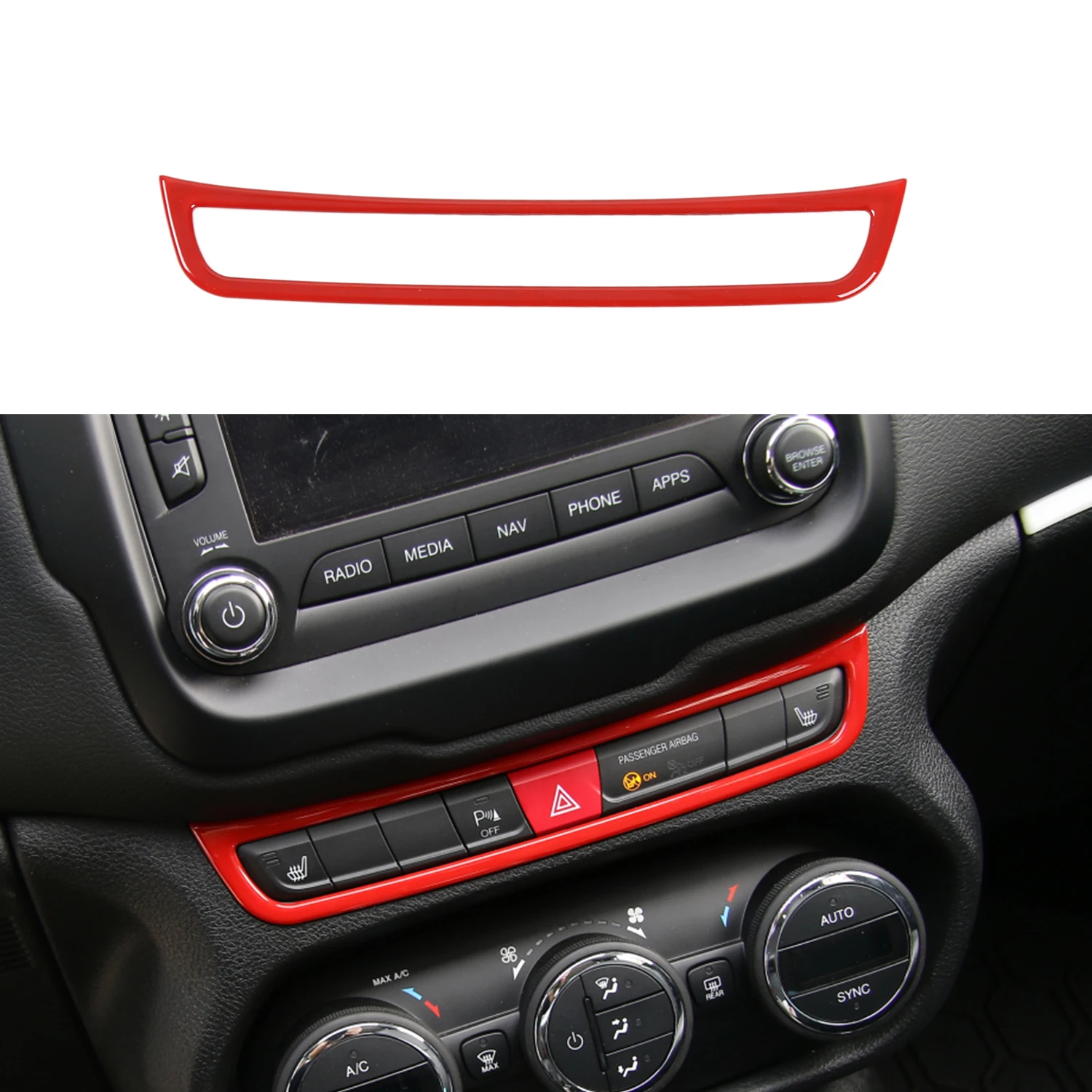 

Car Dashboard Central Console Button Trims for Jeep Renegade 2015-2018 Emergency Light Switch Decoration Inner Accessories ABS