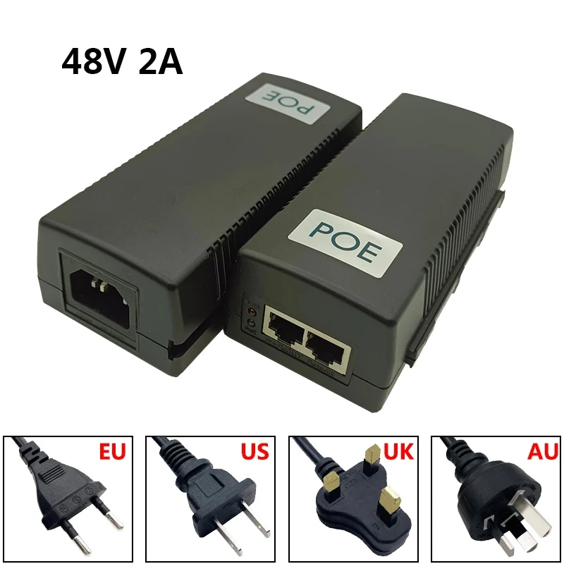 Adattatore Poe 48 V 2A Iniettore Switch Ubiquiti Source 48 V Powerline Power Line Adattatori Ethernet Alimentatore 48 Volt 100Mb