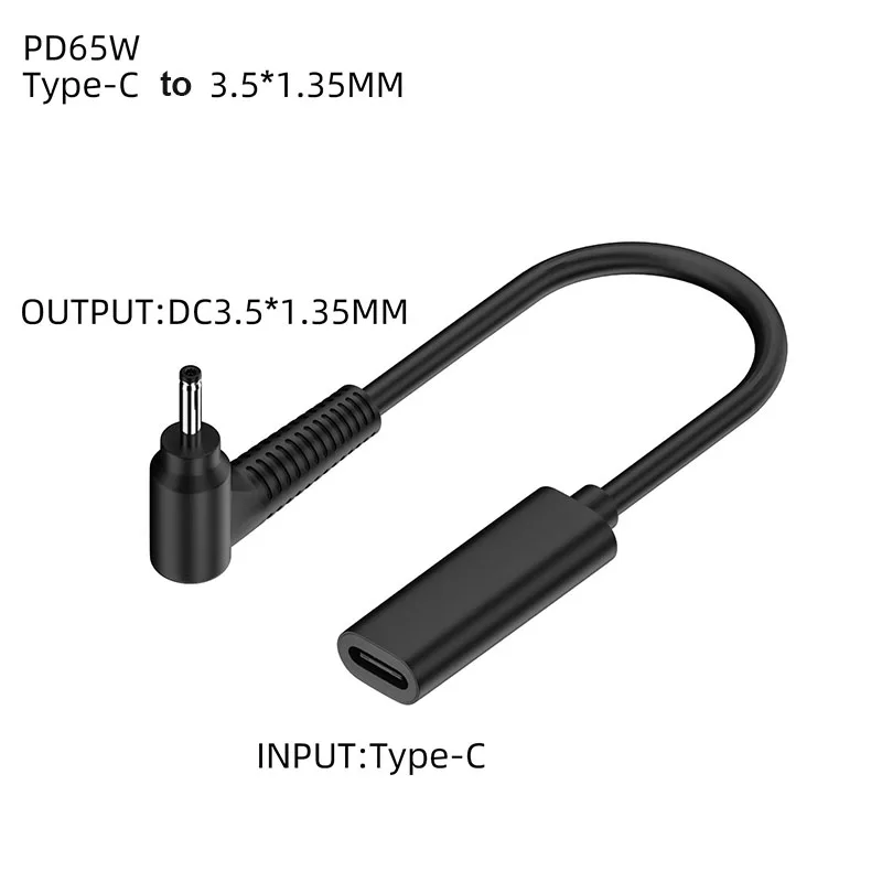 65W 3A USB 타입 C PD 고속 충전 케이블 어댑터 컨버터 USB C 암 커넥터를 3.5*1.35mm 수 커넥터로 변환하는 점퍼 노트북 PC용 플러그