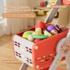 Kids Shopping Cart Toy with 29 Fruit Vegetable Food Accessories Role-Playing Mini Shopping Trolley Pretend Play Grocery Shopping 5