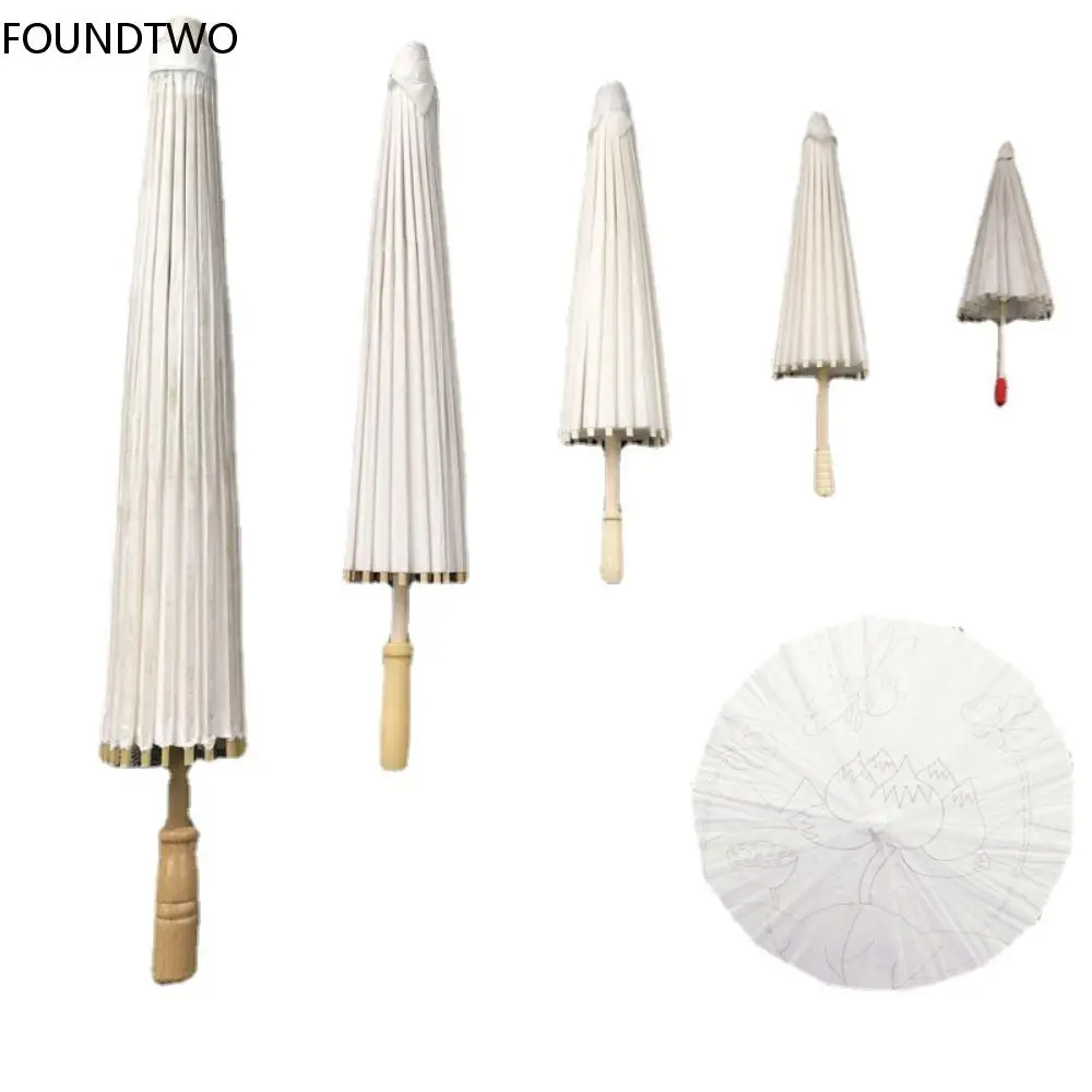 

Paper Parasol 60/40cm Chinese Paper Umbrellas Rustic White Umbrella Photography Props for Baby Shower Party Wedding