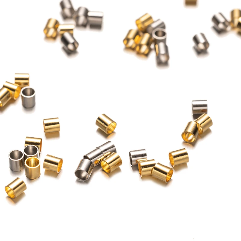 100pcs Stainless Steel Crimp Tube Beads Spacer End Stopper Cap For DIY Earring Necklace Pendant Jewelry Making Supplies Material