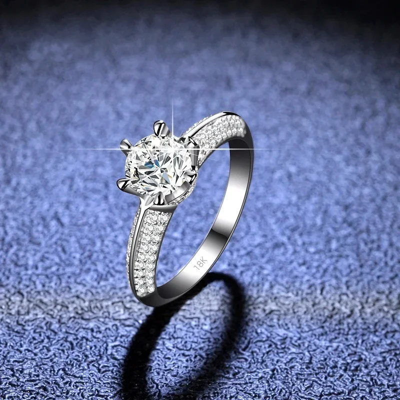 Gioielleria Raffinata Anello In Oro Bianco 18 Carati Rotondo Scintillante 1 Carato Vvs1 D Colore Moissanite Anelli Di Diamanti Accessori Da Sposa Per 