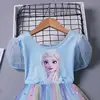 Summer Kids Dresses for Girls Frozen Elsa Short Sleeve Princess Dresses Vestidos Birthday Little Children Costume Girl Outfits 3