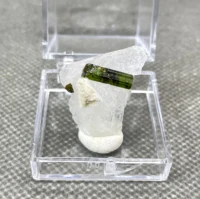 Natural green tourmaline pillars mineral crystal specimens + box size 3.4 cm + healing quartz crystals and stones rock gemstone 1