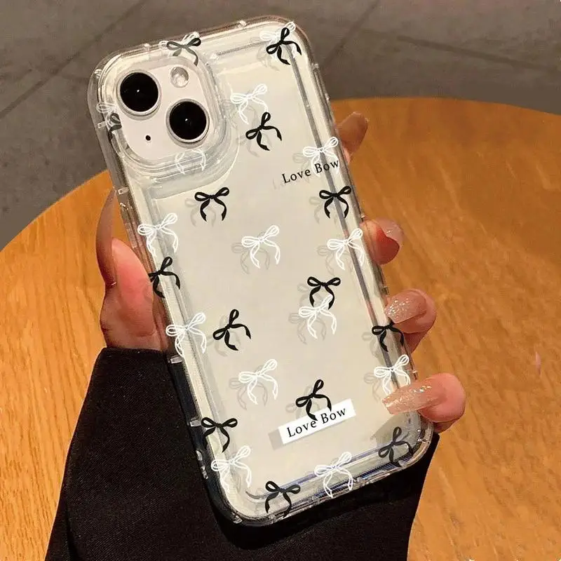 Adorable Pink Bow and Flower Print Clear Phone Case