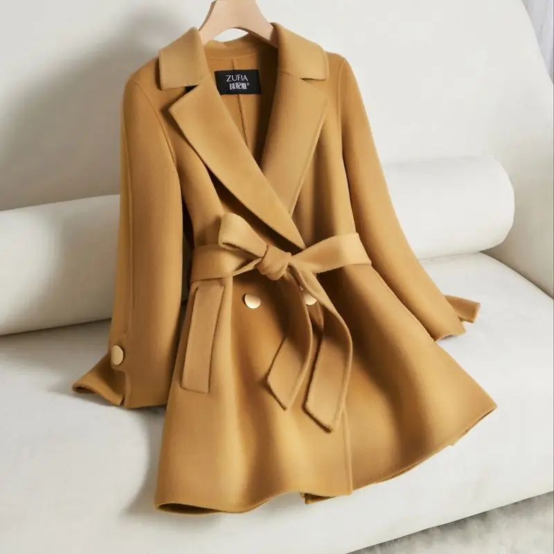 

Camel Double Sided Cashmere Coat Women's 2023 Winter New High End Winter Coats for Women Wool Coat Women